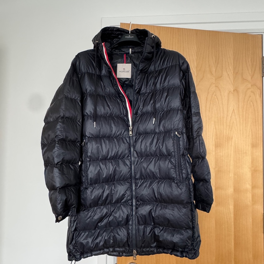 Moncler Quilted Black Jacket with Red Trim